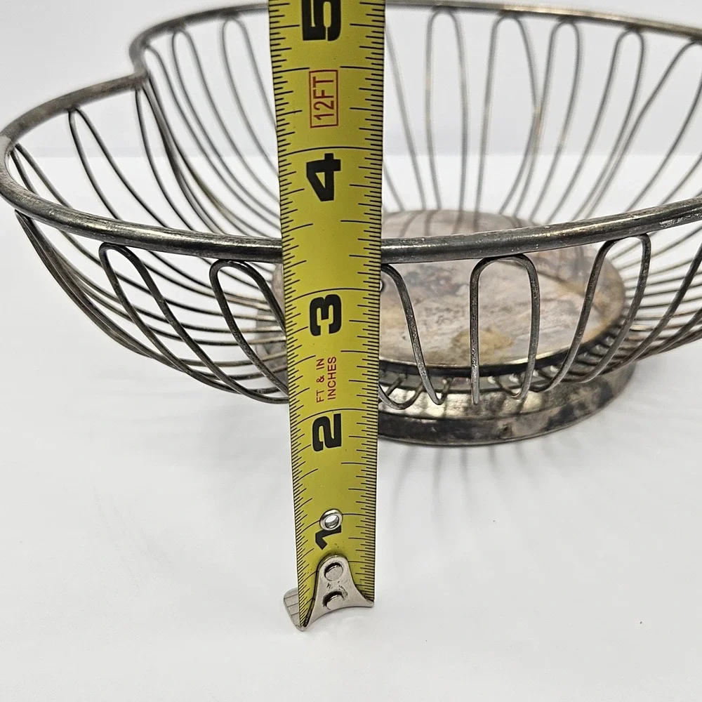 Godinger Silver‎ Plated Heart Dish Basket 10 Inch Wire Bowl Vintage Decor